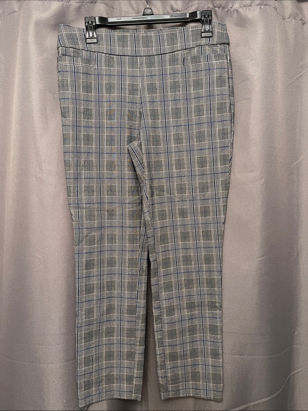 Kim Rogers Gray Plaid Cropped Pants with Blue Windowpane